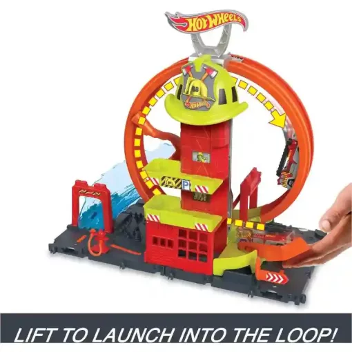 Mattel Hot Wheels tűzoltóság hurokkal és tűzoltóautóval játékkészlet
