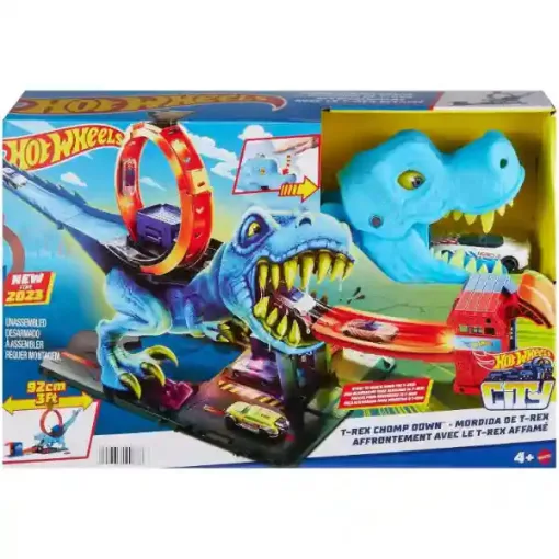 Mattel Hot Wheels T-rex hurokpálya kisautóval (csomagolássérült)