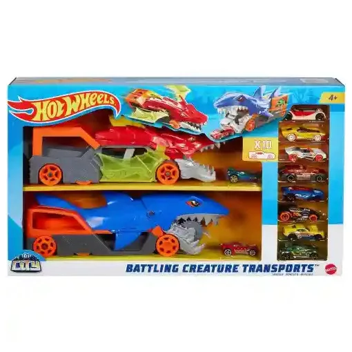 Mattel Hot Wheels autófaló cápa és sárkány kilövő 10db kisautóval