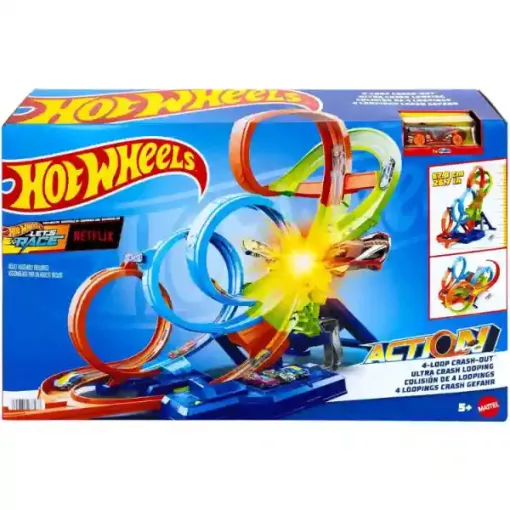 Mattel Hot Wheels 4-es hurok motorizált versenypálya, 68cm magas