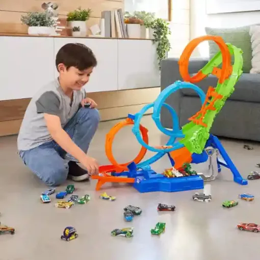 Mattel Hot Wheels 4-es hurok motorizált versenypálya, 68cm magas
