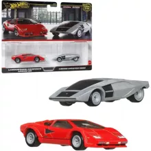  Mattel Hot Wheels Premium Lamborghini Countach LP5000 QV és Lancia Stratos Zero kisautók