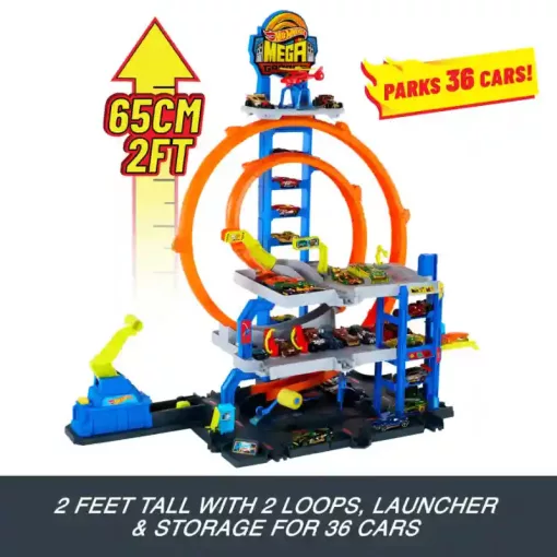 Mattel Hot Wheels mega hurok emeletes garázs kisautóval