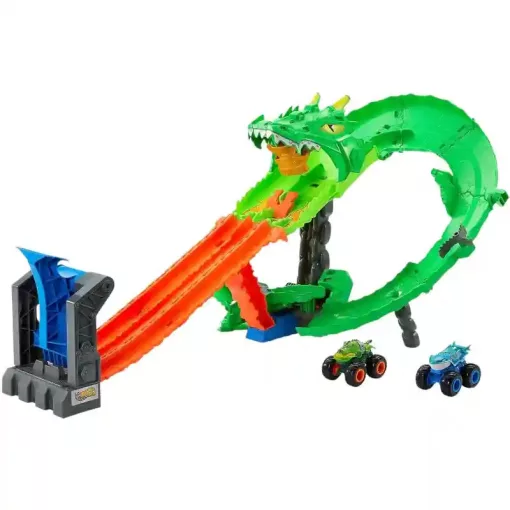 Mattel Hot Wheels Monster Trucks Sharks vs. Dinos sárkányfutam versenypálya