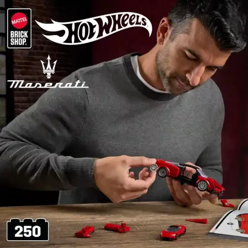 Mattel Brick Shop Hot Wheels Maserati MC20 építőjáték kisautóval