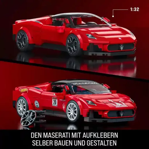 Mattel Brick Shop Hot Wheels Maserati MC20 építőjáték kisautóval