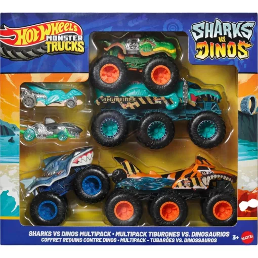 Mattel Hot Wheels Monster Trucks Sharks vs. Dinos járműkészlet