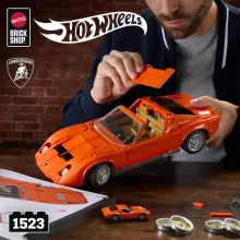 Mattel Brick Shop Hot Wheels Premium Lamborghini Miura P400 SV építőjáték kisautóval
