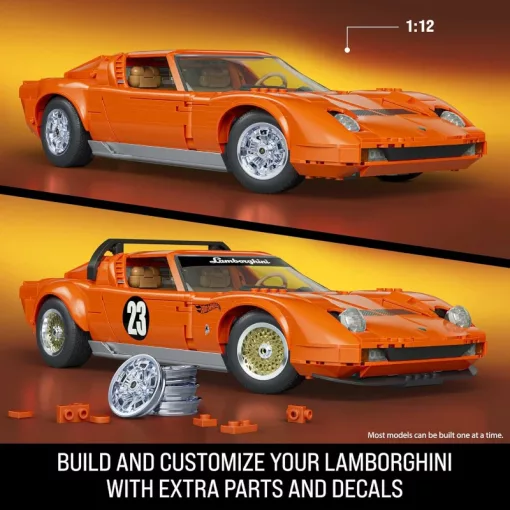 Mattel Brick Shop Hot Wheels Premium Lamborghini Miura P400 SV építőjáték kisautóval