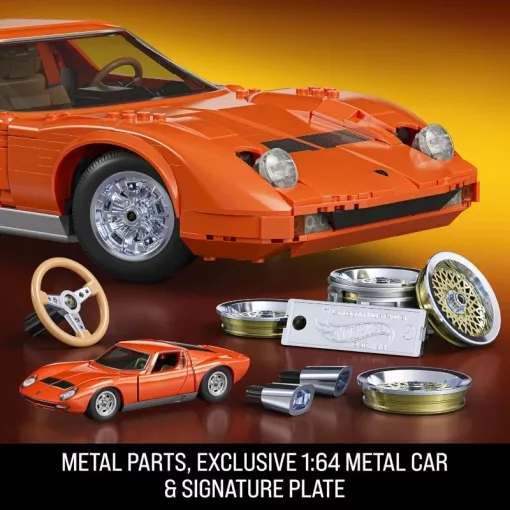 Mattel Brick Shop Hot Wheels Premium Lamborghini Miura P400 SV építőjáték kisautóval
