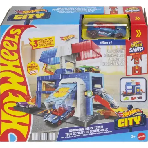 Mattel Hot Wheels emeletes városi rendőrség játékszett kisautóval