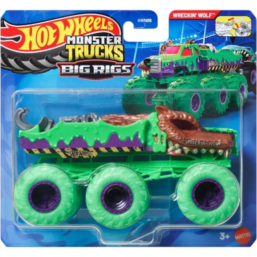 Mattel Hot Wheels Monster Trucks Big Rigs Wreckin' Wolf 6 kerekű vontató kamion