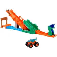 Mattel Hot Wheels Monster Trucks krokodilütközés kihívás Mega-Wrex autóval