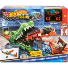 Mattel Hot Wheels Monster Trucks krokodilütközés kihívás Mega-Wrex autóval