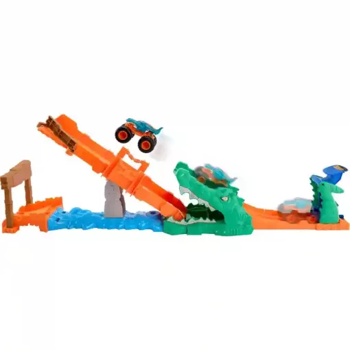 Mattel Hot Wheels Monster Trucks krokodilütközés kihívás Mega-Wrex autóval