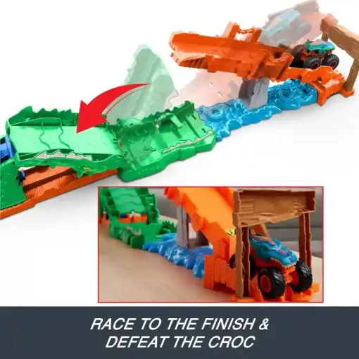 Mattel Hot Wheels Monster Trucks krokodilütközés kihívás Mega-Wrex autóval