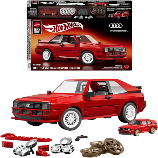 Mattel Brick Shop Hot Wheels '84 Audi Sport Quattro építőjáték kisautóval