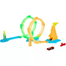 Mattel Hot Wheels Neon Speeders dupla hurok versenypálya