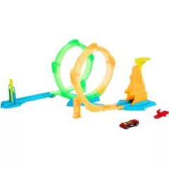 Mattel Hot Wheels Neon Speeders dupla hurok versenypálya