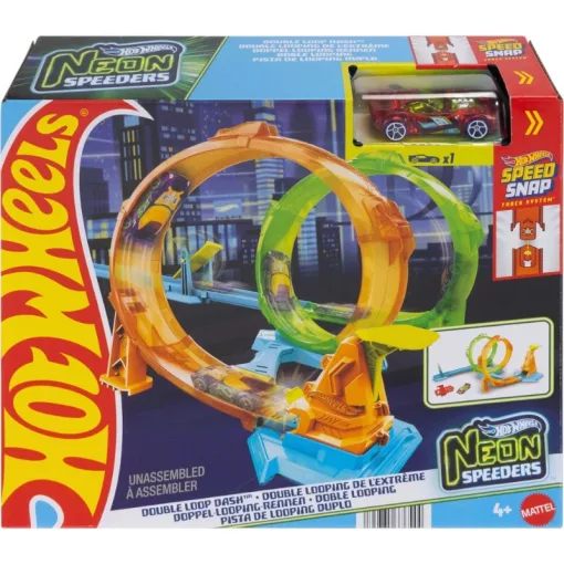 Mattel Hot Wheels Neon Speeders dupla hurok versenypálya