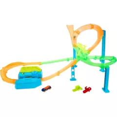  Mattel Hot Wheels Neon Speeders tornádó ugratás és ütközés motorizált versenypálya
