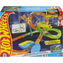 Mattel Hot Wheels Neon Speeders tornádó ugratás és ütközés motorizált versenypálya
