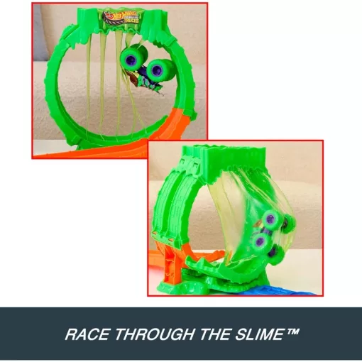 Mattel Hot Wheels Monster Trucks Mutant Chaos hurok kihívás ugratópálya slime-mal