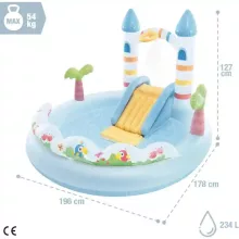 Intex felfújható unikornis kastély medence játszótér 196 x 178 x 127 cm