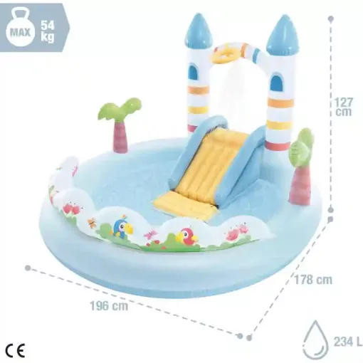 Intex felfújható unikornis kastély medence játszótér 196 x 178 x 127 cm