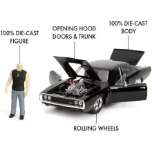 Jada Toys - Halálos iramban: Dom & Dodge Charger R/T fém játékautó 22cm figurával