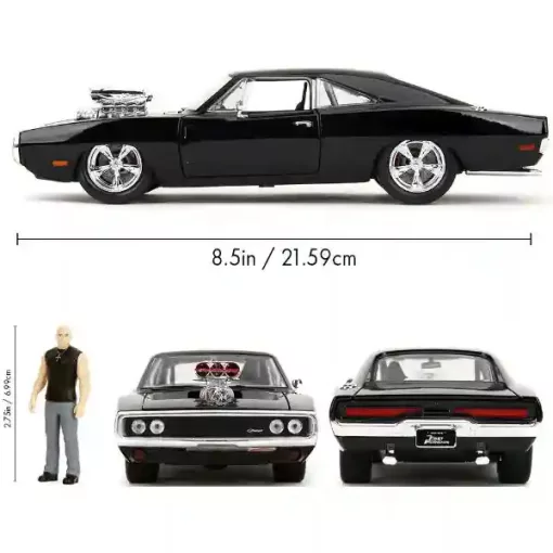 Jada Toys - Halálos iramban: Dom & Dodge Charger R/T fém játékautó 22cm figurával