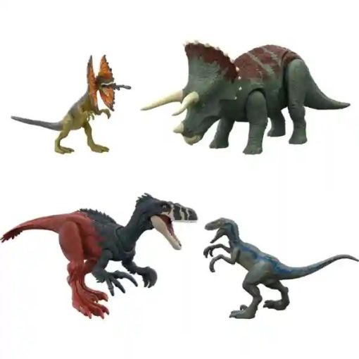 Mattel Jurassic World interaktív dinó kezdőkészlet (Megaraptor, Triceratpos, Velociraptor, Dilophosaurus)