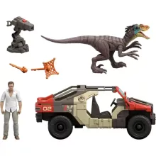 Mattel Jurassic World: Újjászületés Velociraptor dino elfogása terepjáróval, Rebirth