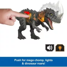 Mattel Jurassic World Ceratosaurus dino figura fénnyel és hanggal 32cm, Survival