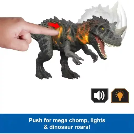 Mattel Jurassic World Ceratosaurus dino figura fénnyel és hanggal 32cm, Survival