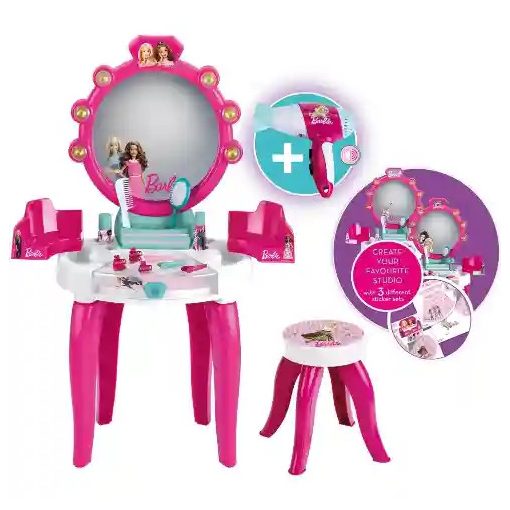 Klein Barbie pipereasztal székkel és játék hajszárítóval