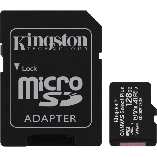 KINGSTON Canvas Select Plus MicroSDXC 128GB UHS-I U1 (Class 10) memóriakártya + adapter