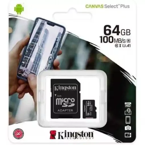 KINGSTON Canvas Select Plus MicroSDXC 64GB UHS-I U1 (Class 10) memóriakártya + adapter
