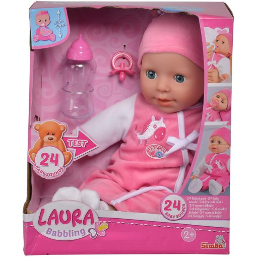 Simba Toys Laura - Beszélő interaktív lány baba cumisüveggel 38cm (105140488)