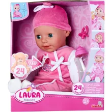 Simba Toys Laura - Beszélő interaktív lány baba cumisüveggel 38cm