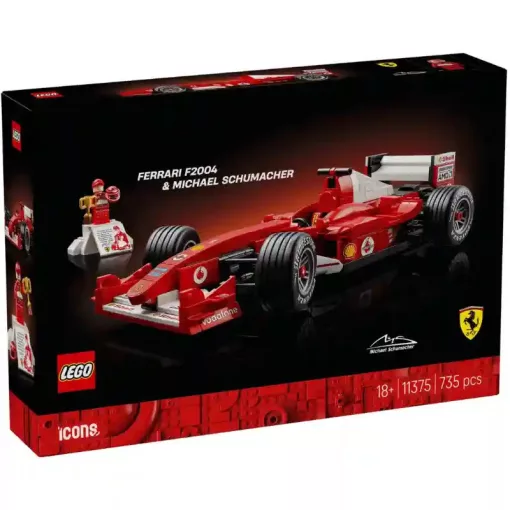 Lego Icons 11375 Ferrari F2004 Formula 1 versenyautó és Michael Schumacher