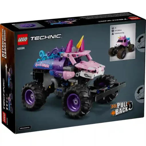 Lego Technic 42220 Hátrahúzós Monster Jam™ Sparkle Smash™ egyszarvú autó