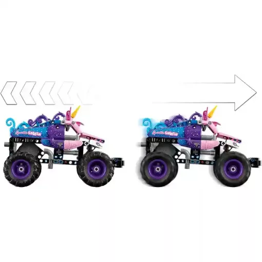 Lego Technic 42220 Hátrahúzós Monster Jam™ Sparkle Smash™ egyszarvú autó