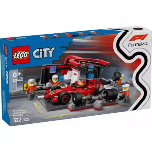 Lego City 60443 F1®-es boxutca és személyzet Ferrari versenyautóval