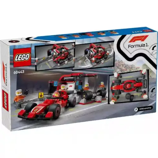 Lego City 60443 F1®-es boxutca és személyzet Ferrari versenyautóval