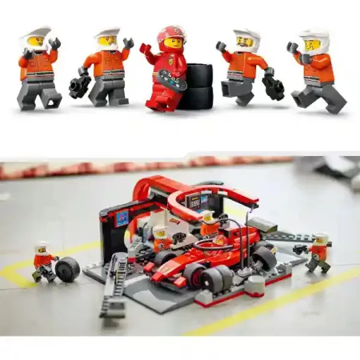 Lego City 60443 F1®-es boxutca és személyzet Ferrari versenyautóval