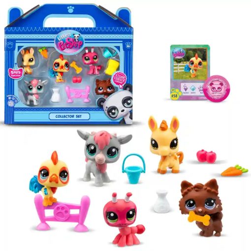 Littlest Pet Shop LPS - Farm gyűjtői készlet figurákkal (kutya, kakas, szamár, kecske, hangya)