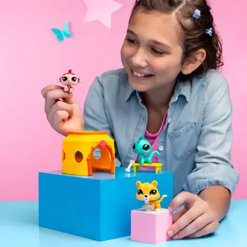 Littlest Pet Shop LPS - Dzusngel készlet figurákkal (leopárd, leguán, majom)