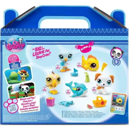 Littlest Pet Shop LPS - Strand gyűjtői készlet figurákkal (kutya, pelikán, hal, delfin, sirály)
