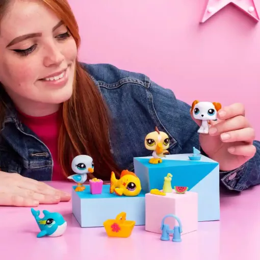 Littlest Pet Shop LPS - Strand gyűjtői készlet figurákkal (kutya, pelikán, hal, delfin, sirály)